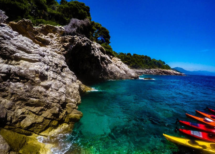 Visiting the Blue Cave on Bisevo Island with a yacht charter 4 book2sail-Ourside the blue cave Kayaking In Dubrovnik 1