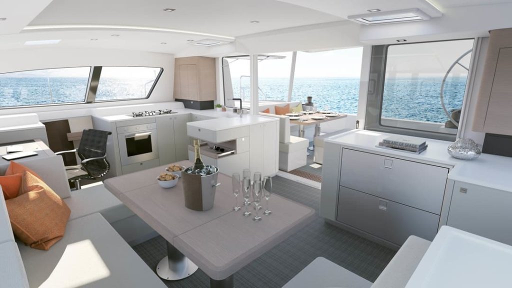Why we love Catamarans 7 book2sail-Outremer 5x catamaran saloon min