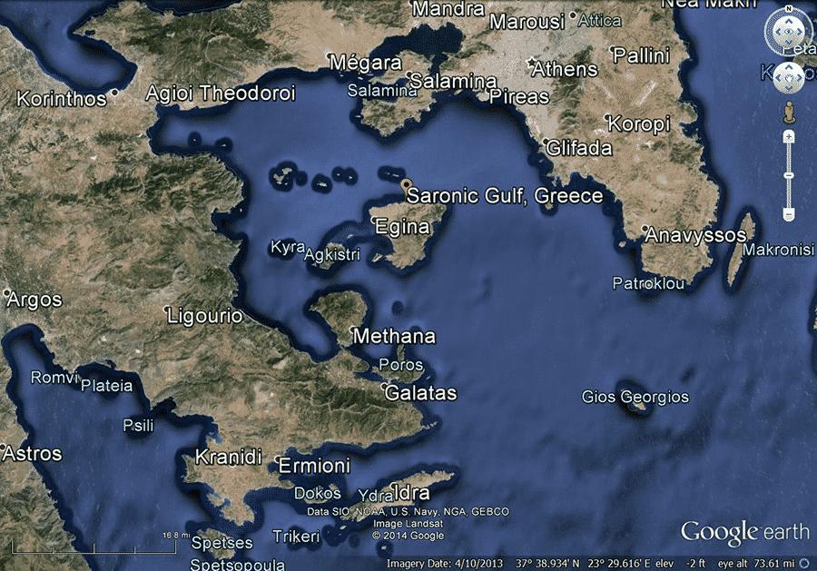 Holidays in Greece: a Variety of Sailing Weekly Routes Available Around the Greek Islands 4 book2sail-Saronic Gulf Google earth