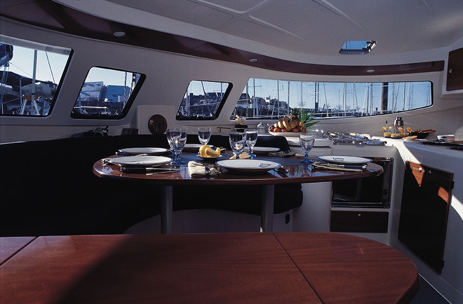 Boat Charter Turkey: The Fountaine Pajot Athena 38 Catamaran Is at the Top of Every Sailor’s List, Find out Why? 6 book2sail-athena 38 catamaran interior